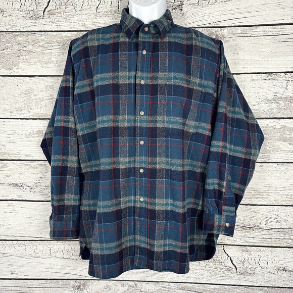 Pendleton Other - Pendleton Shirt Mens XL Blue Gray Black Plaid Button Up Flannel Adult Vintage